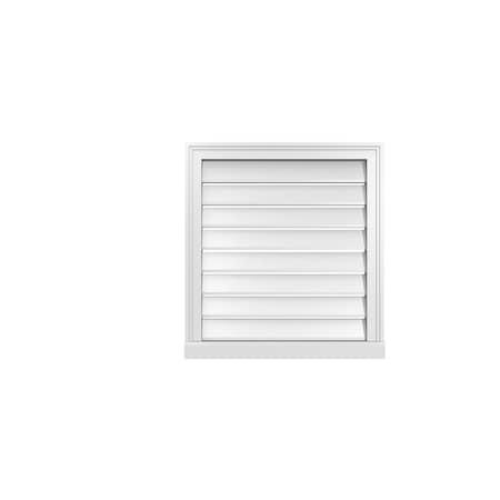 Vertical Surface Mount PVC Gable Vent: Functional, W/ 2W X 2P Brickmould Sill Frame, 24W X 26H